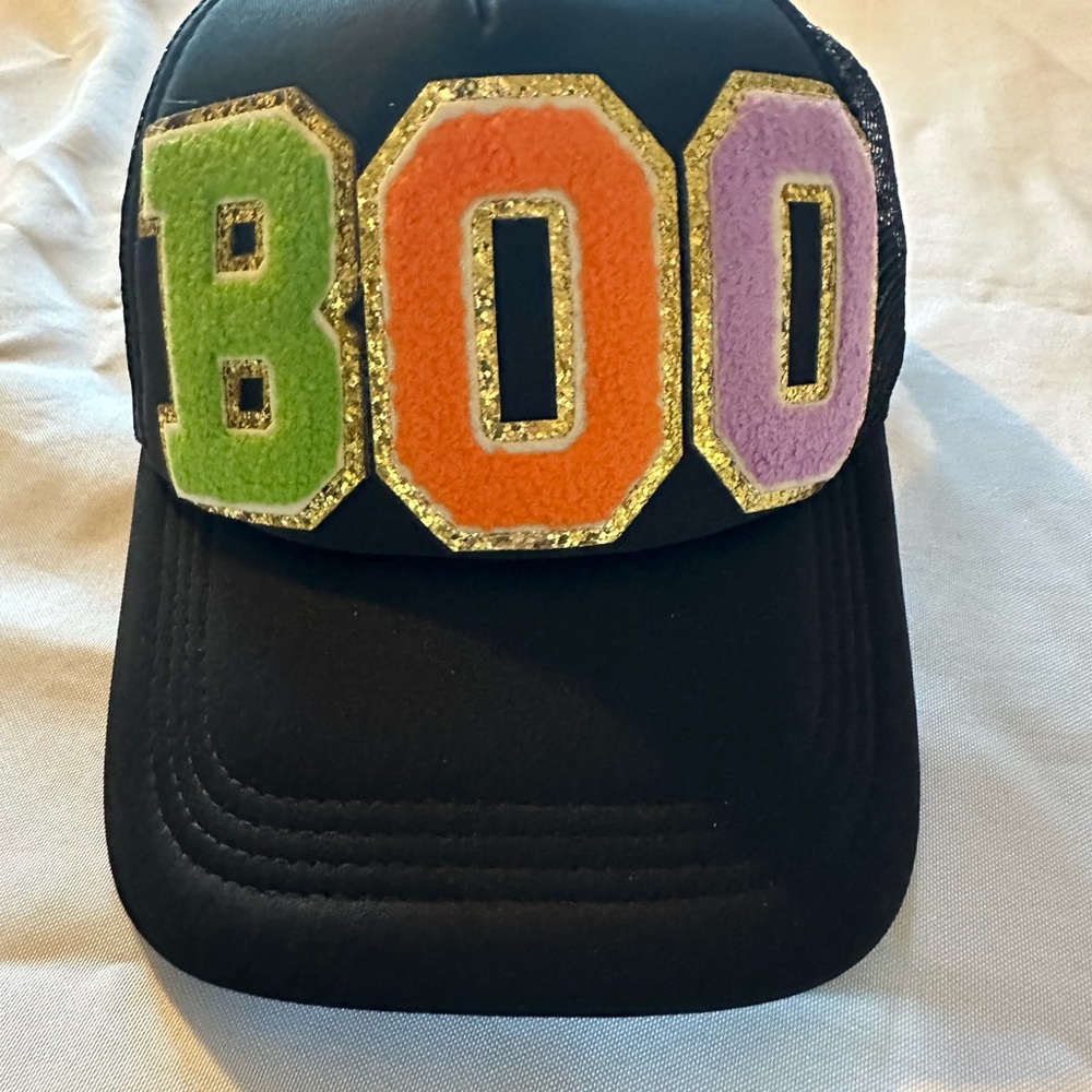Playful Boo Trucker Hap - Black with Green, Orange, Purple Accents